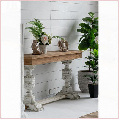 Alcott Vintage Fir Wood Coffee Table - Whitewashed Finish for Dining Room &amp; Home, Warm Heirloom Charm