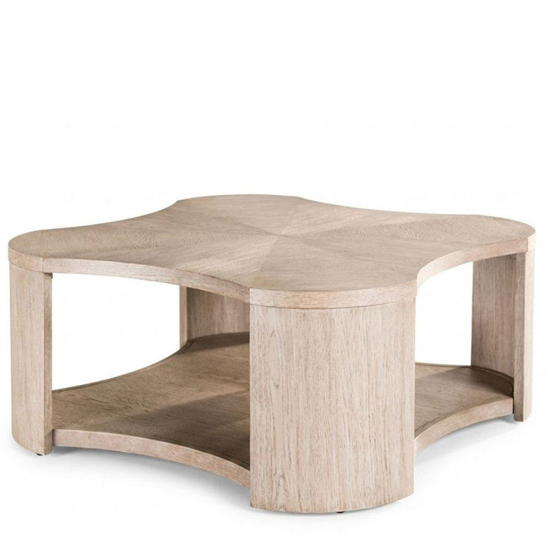 Laci 42 po Table basse carrée en chêne avec tablette ouverte et conception festonnée