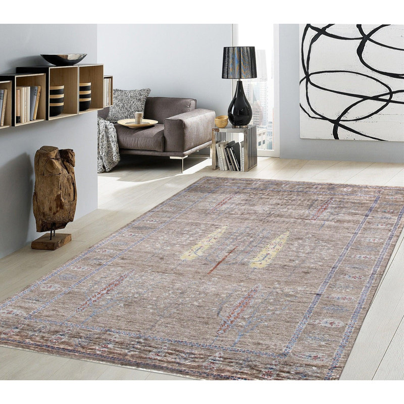Tapis oriental multicolore en laine / coton / viscose fait à la main 5 pi 8 po x 7 pi 9 po Oriental