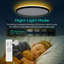 Luminaire de plafond noir avec télécommande, avec veilleuse chaude 3000K, plafonnier encastré 12 pouces 24W, 3 couleurs de lumière variable, luminosité (10% à 100%) réglable