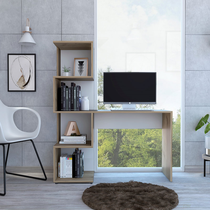 Bureau Vik avec armoires de rangement, quatre tablettes (bureau) Vik