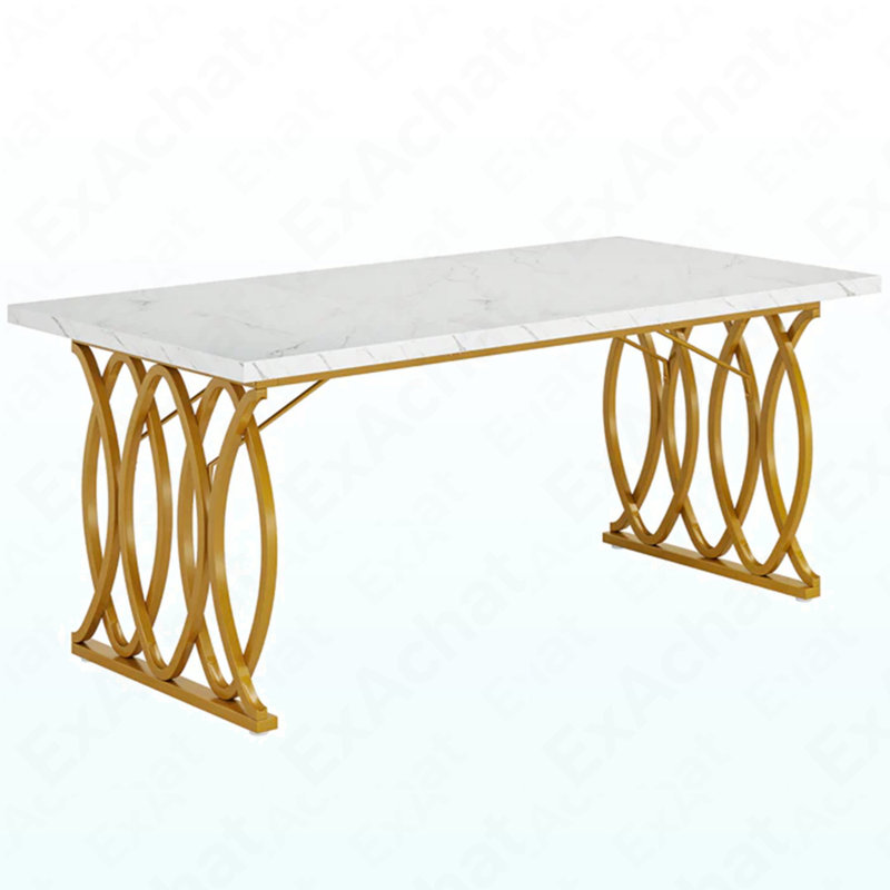 Table de salle à manger moderne 63 "avec plateau en faux marbre pour 4 à 6 personnes
