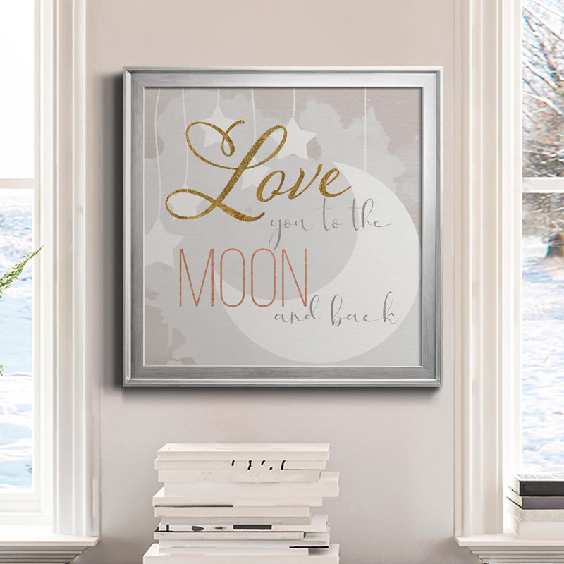 To To Moon - Toile encadrée de qualité supérieure - prête à être accrochée, H 34,5 po x l 34,5 po x P 1,5 po, Argent