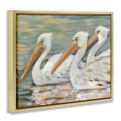 «Pelican Trio Pond Reflection Floater», art mural par Susan Winget