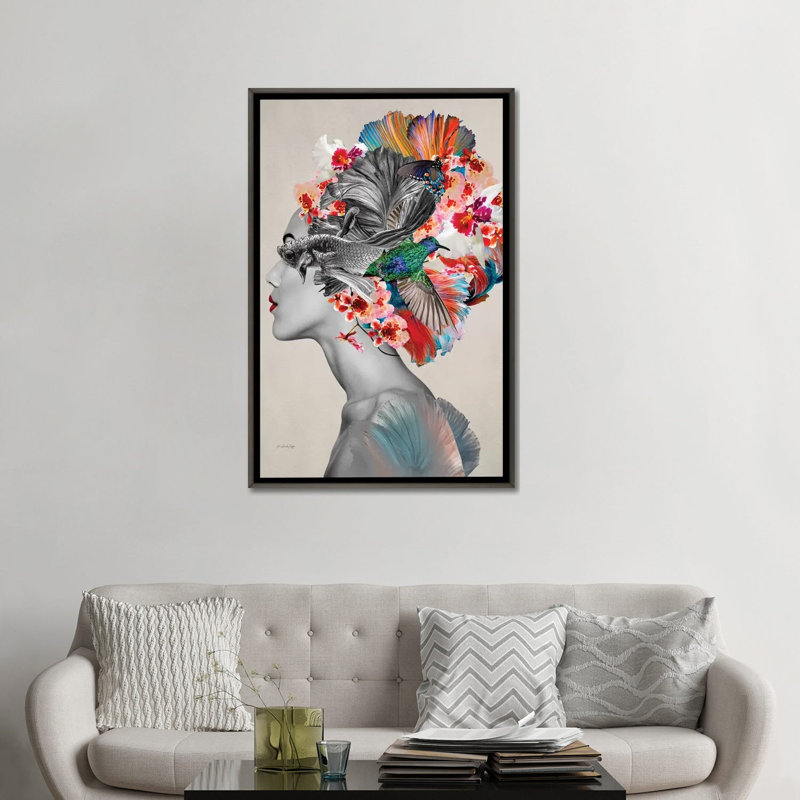 Aretha - par Ana Paula Hoppe, impression, Aucun mat, Toile encadrée de bois rustique foncé, H 48 po x l 32 po x P 1,5 po