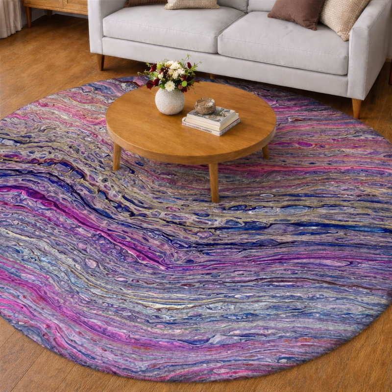 Premium Machine Washable Dream Shag ADS48 Abstract Rug, 8' Round