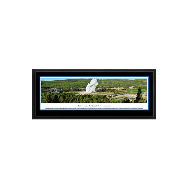 Reproduction de photo panoramique du parc national de Yellowstone, Old Faithful, Encadré, H 18 po x l 44 po