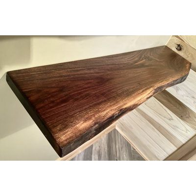 Walnut Solid Wood Floating Shelf with Live Edge