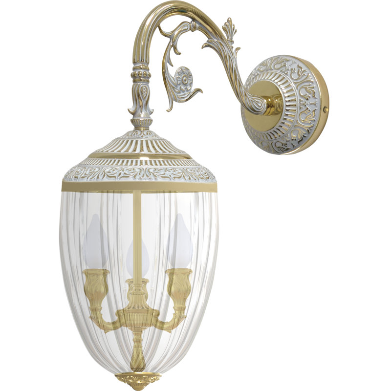 Fondren Solid Brass LED Candle Wall Light, White Patina Gold
