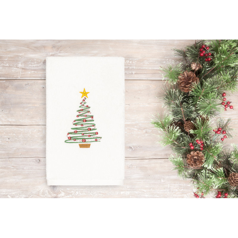 Débarbouillette en coton turc brodée Luxury Christmas, Blanc