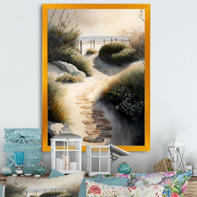 " Path To The Beach I ", Gold Framed, 40" H x 30" W x 1.5" D