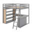 Lit mezzanine double avec tablettes et bureau-648008345