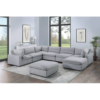 Lanesha 8 - Piece X-Large Corduroy Modular Sectional set by Latitude Run