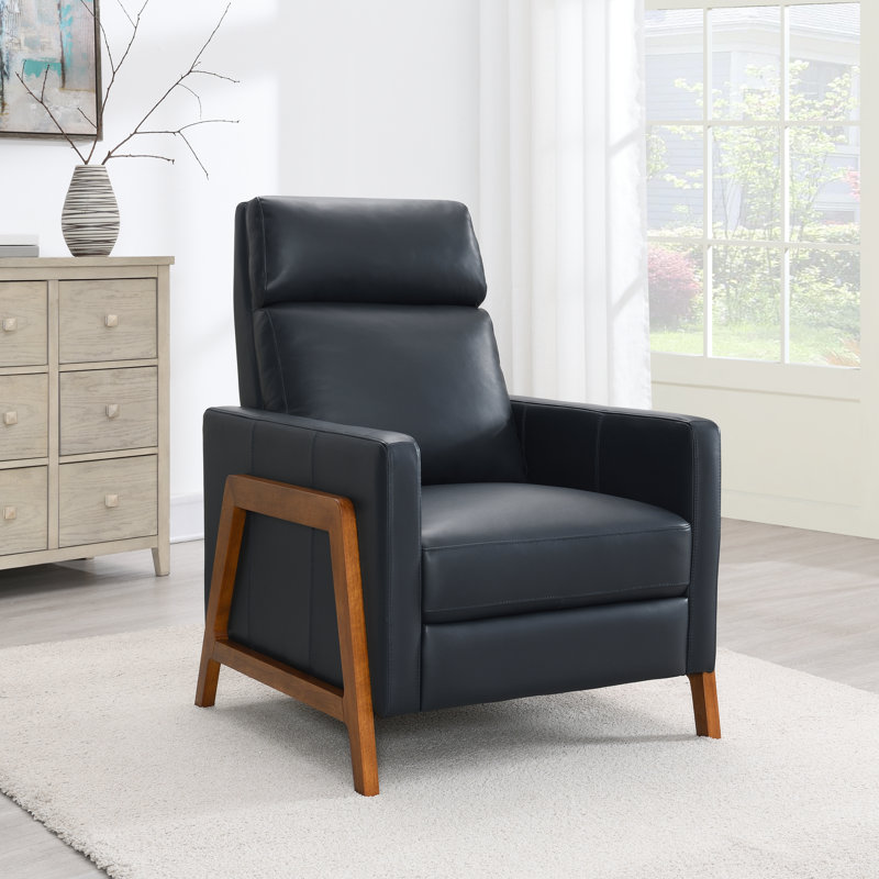 Fauteuil inclinable Bosse en cuir véritable, Cuir pleine fleur caramel