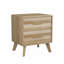 Table de chevet à deux tiroirs de couleur chêne, armoire de chevet moderne de style médiéval, table de chevet avec poignées en métal, unité simple