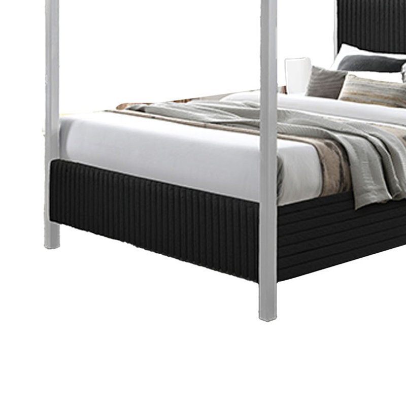 Keri Canopy Bed, Slatted Wood Frame, , King, White