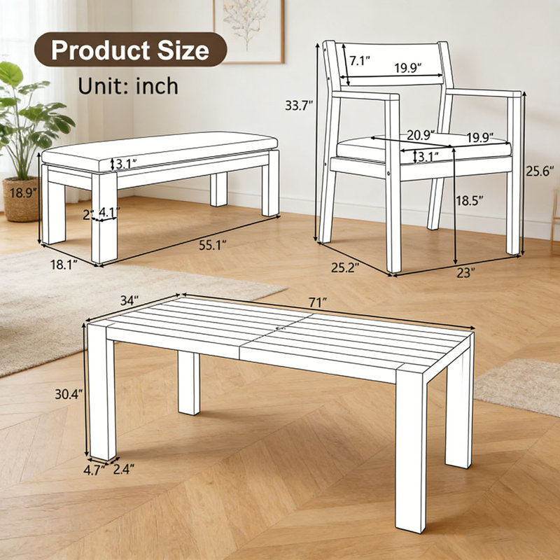 Patio Dining Table Set, Mocha