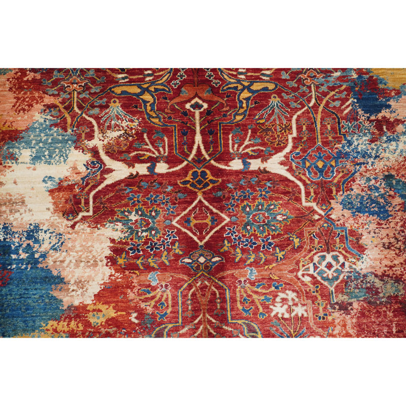 High-Quality Hand-Knotted Red And Multi Area Rug
