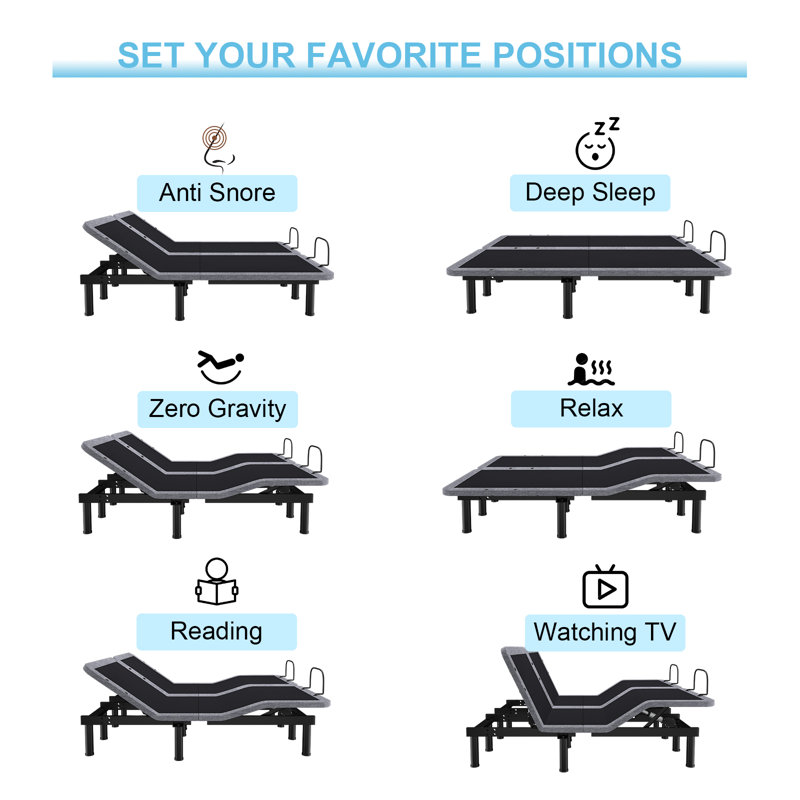 Harlequin Massaging Zero Gravity Adjustable Bed with Wireless Remote, Split King
