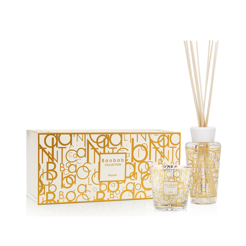 My First Baobab Gift Box Diffuser & Candle, Musk/Plant / Floral, Clear/Gold/White