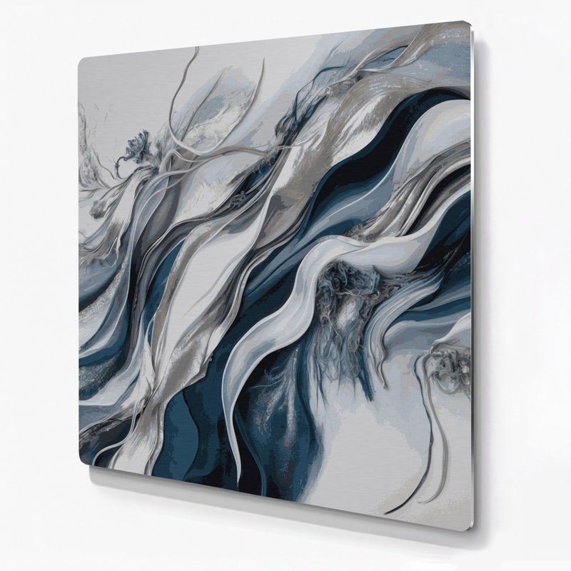 «Lyrical Abstraction 96», art mural en métal gris, H 16 po x l 16 po