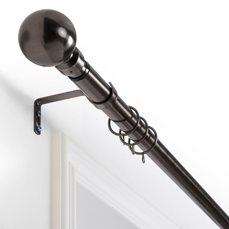 Colman Adjustable 4.5cm Double Curtain Pole, 5cm H x 300cm W x 2.5cm D, Black Nickel
