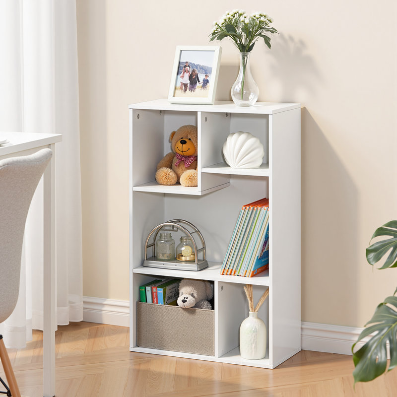 Lowene Cube Bookcase Vertical Horizontal Irregular Open Shelf Bookcase, White