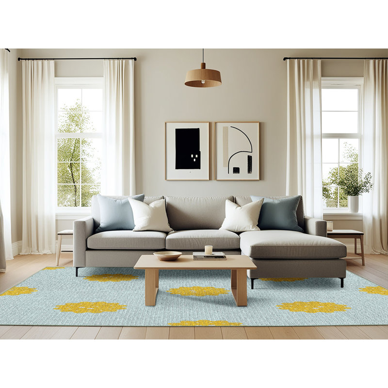 Bleu Tapis décoratif East Village, Rectangle 6 pi x 9 pi
