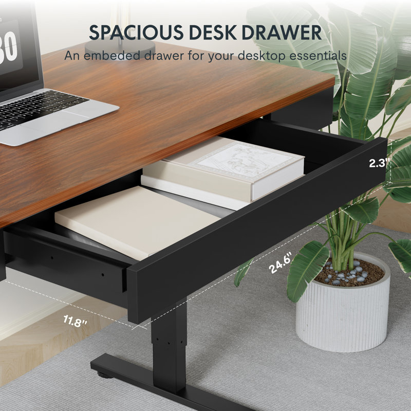 47” X 24” Inch Adjustable Height Standing Desk with Drawers, for Home and Office, 47.2" W x 23.6" D, Brown/Black