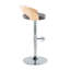 Ensemble de 3 tabourets de bar pivotants à hauteur réglable, coloris naturel et gris, avec base et repose-pieds chromés.