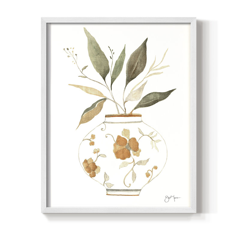 «Neutral Floral II», reproduction encadrée - bois massif, H 15 po x l 12 po, Blanc