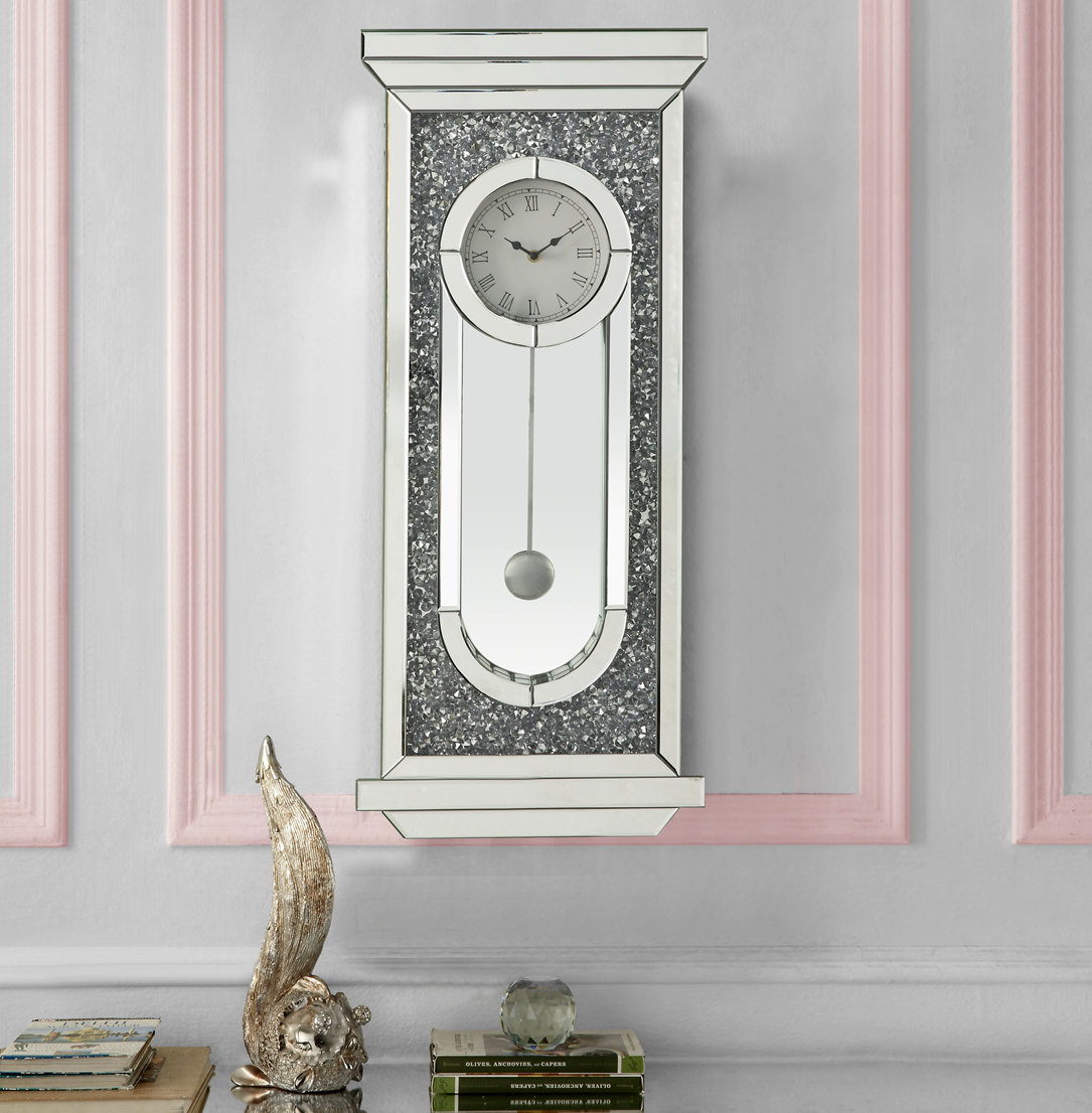 Everly Quinn WALL CLOCK Mirrored & Faux Diamonds | Wayfair