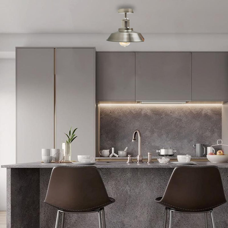 Semi Flush Mount, Satin Nickel