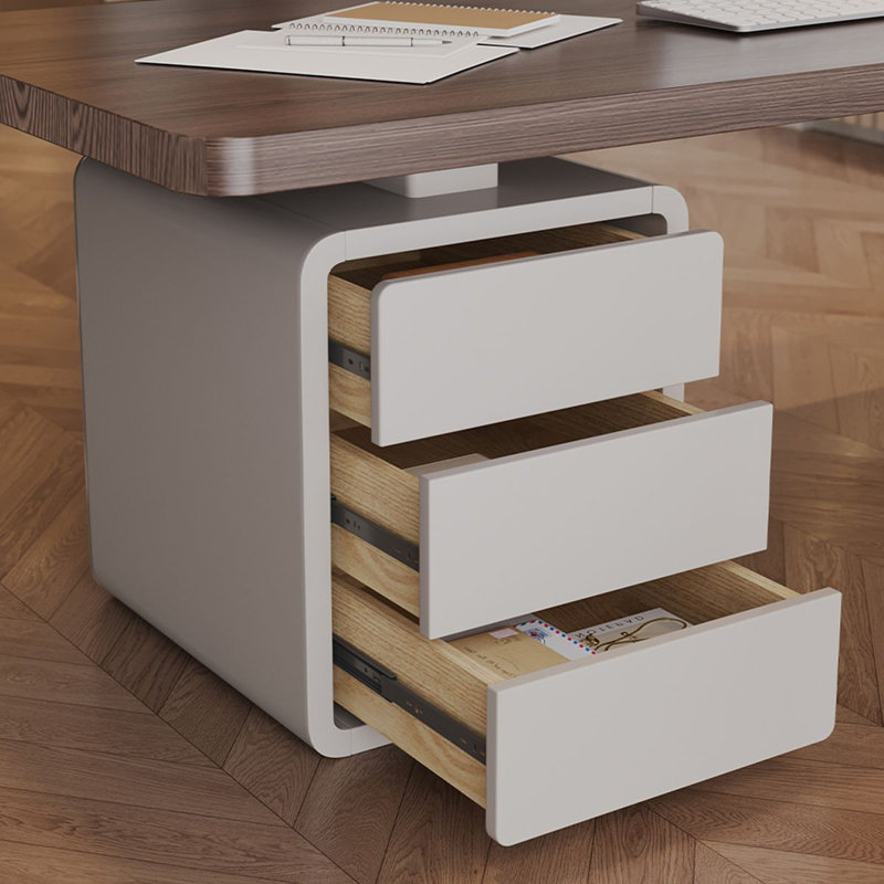 Bureau rectangulaire en bois massif brun noisette + blanc, H 29,53 po x l 86,61 po x P 31,5 po, Retour à gauche