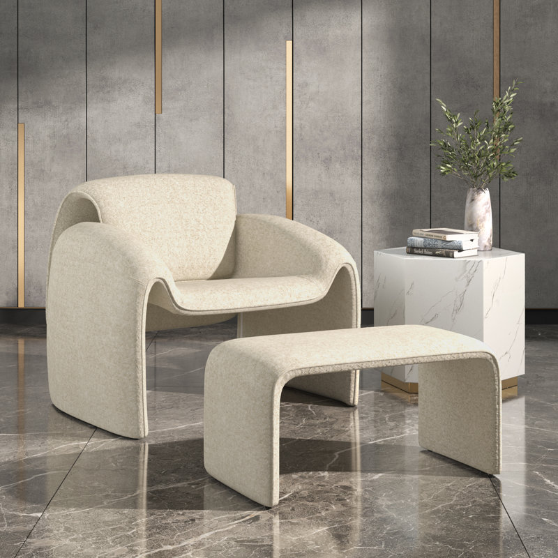 Fauteuil d'appoint avec repose-pieds Gainsborough, Ivoire