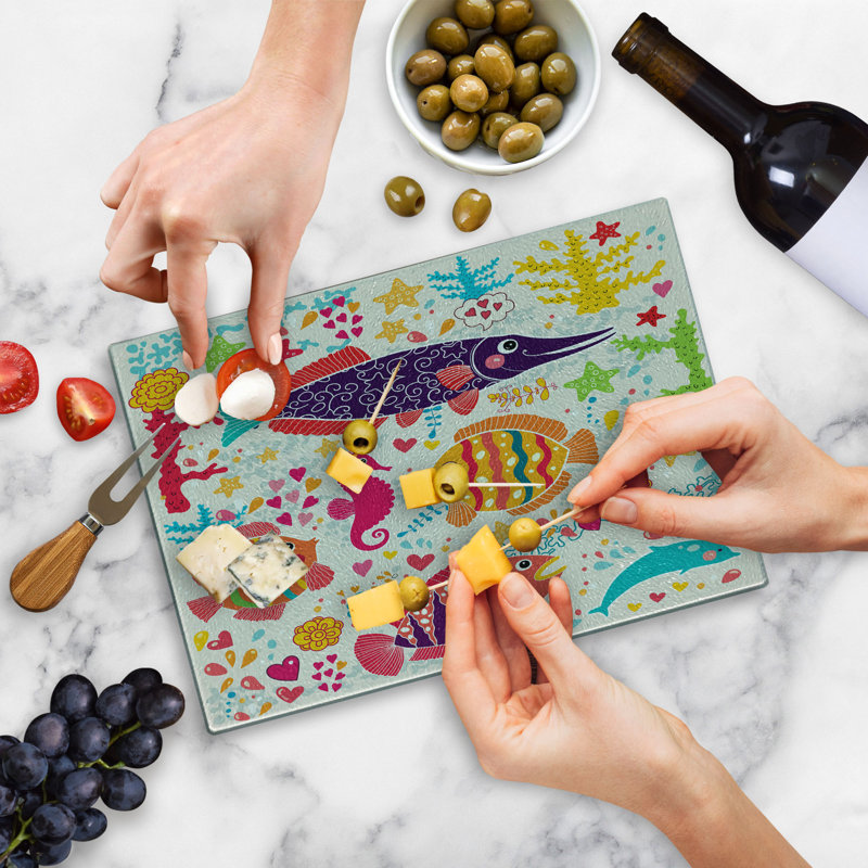 Multicolore planche à découper en verre trempé Ambesonne