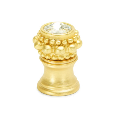 Caché small round knob with flared foot with a rivoli Swarovski Clear Crystalin Gilded Mercury