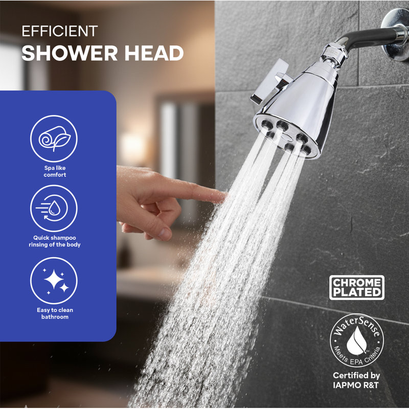 Tête de douche chromée 6 jets 48 jets avec tête de douche au design luxueux 2,75 po