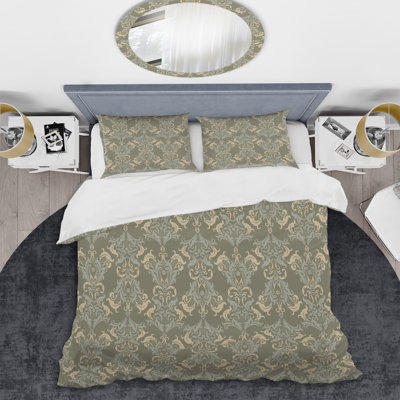Green Damask - Patterned Duvet Cover Set