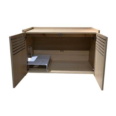 Modern Cat House With Scratching Pad And Hidden Litter Box, 33.64" X 21.34" 21", 45.87 Lbs, Beige Brown, Keeps Claws In Check Spacious Feline Retreat: Box Pad, Frame