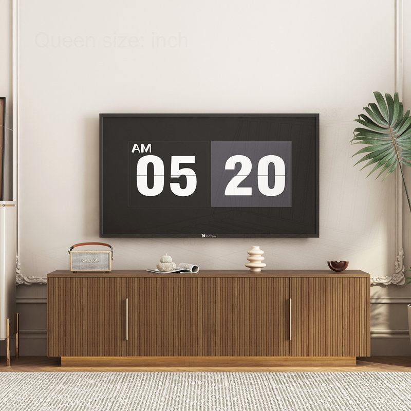 68" Modern TV Stand with 16 Color LEDs, Brown