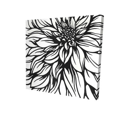 Contour de fleur de dahlia | Décoration sur toile monochrome blanche