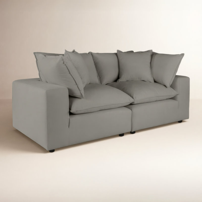 Ellaria 80.4" Square Arm Modular Loveseat with Reversible Cushions, Slate Polyester Blend