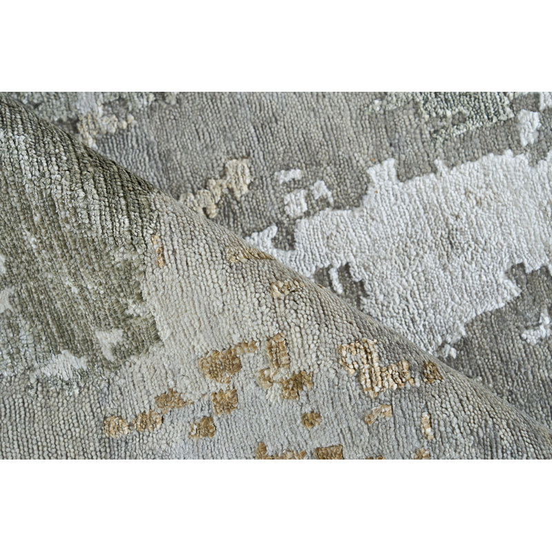 Rectangle Cosmo Abstract Hand-Knotted WoolBamboo Slat/Seagrass Area Rug in Multicolor, Rectangle 9' x 12'