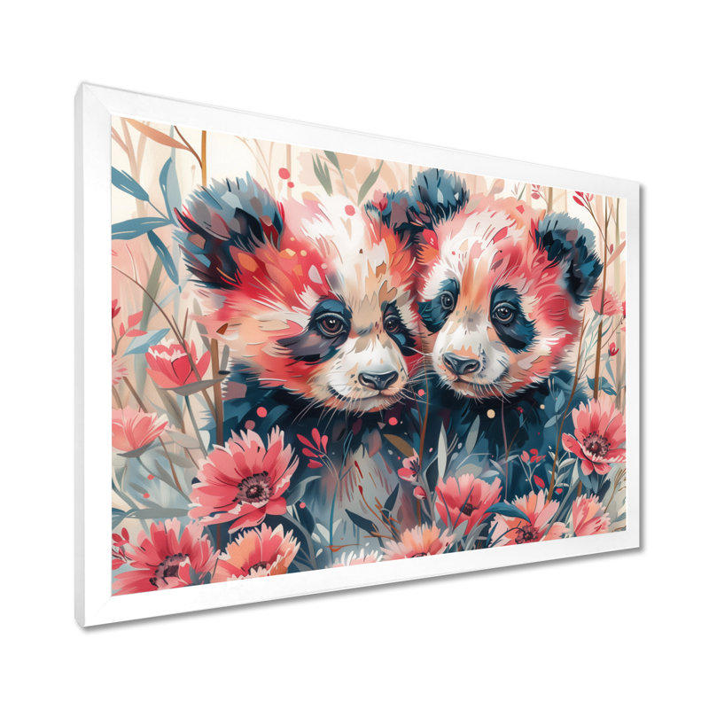 Tobiah - panda, art mural, Cadre blanc, H 12 po x l 20 po