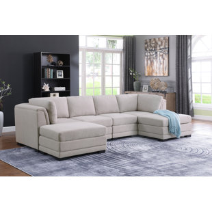 Upholstered Sectional with Ottoman Reversible