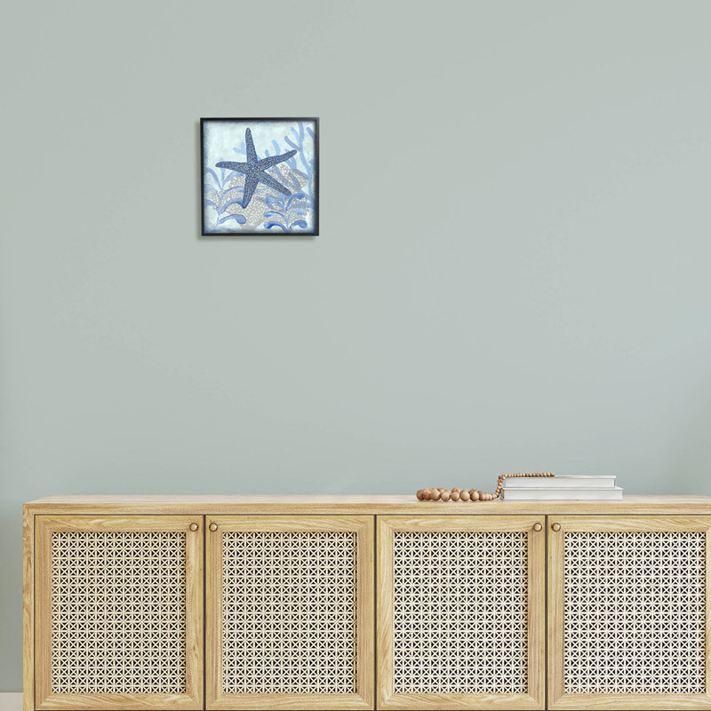 Vive l'étoile de mer bleue, art giclée par Erica Christopher, Giclée encadrée noir minuit, H 12 po x l 12 po x P 1,5 po