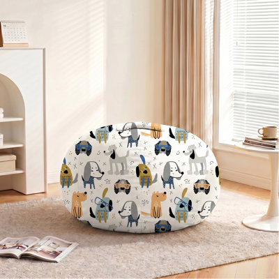 Fauteuil à billes 2,5 pi pour ados et jeunes, dessin animé en velours et fauteuil à billes en chenille avec fauteuil à billes rembourré en mousse haute densité et confortable pour salle de jeux, chambre à coucher, salon