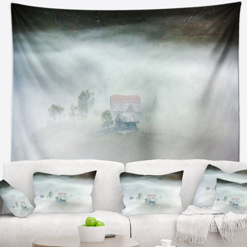 Tapisserie brouillard au soleil avec accessoires suspendus en polyester, H 50 po x l 60 po