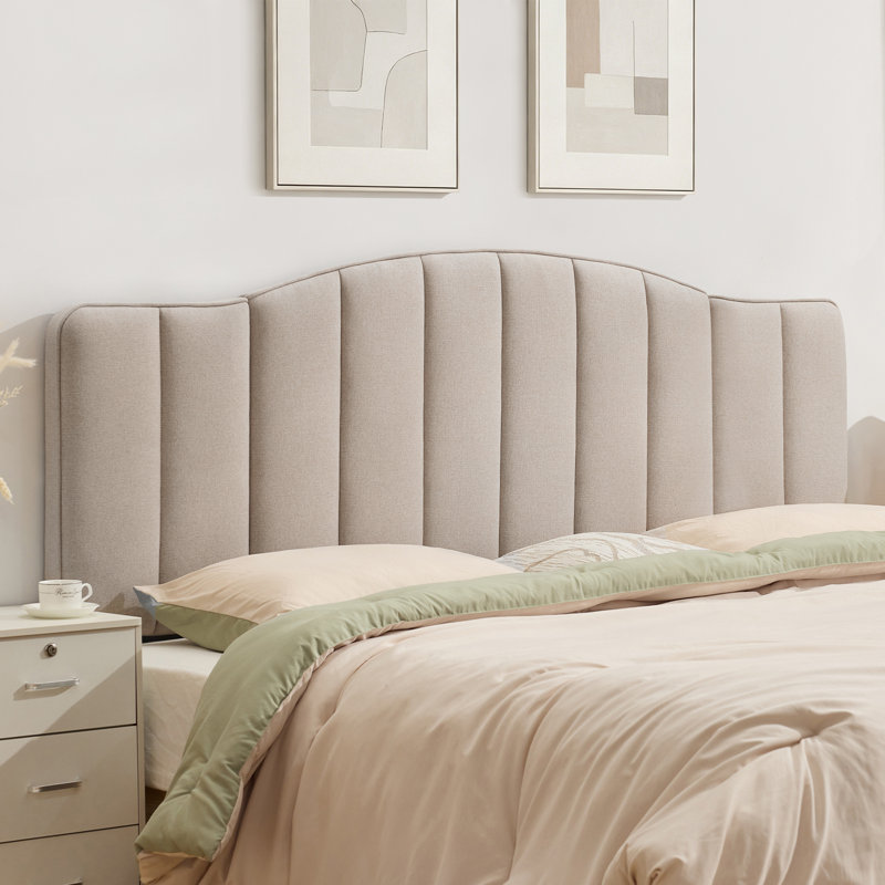 Tête de lit tapissier capitonnée arquée à hauteur et largeur réglables pour chambre à coucher, Double/Grand, Brown